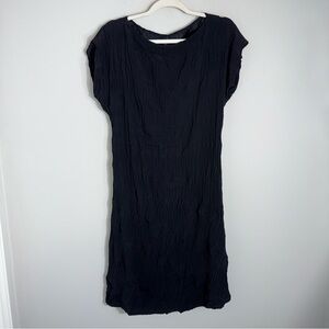 Babette SF Crinkle Midi-Dress-Sleeveless-Black-Minimalist Lagenlook-Small